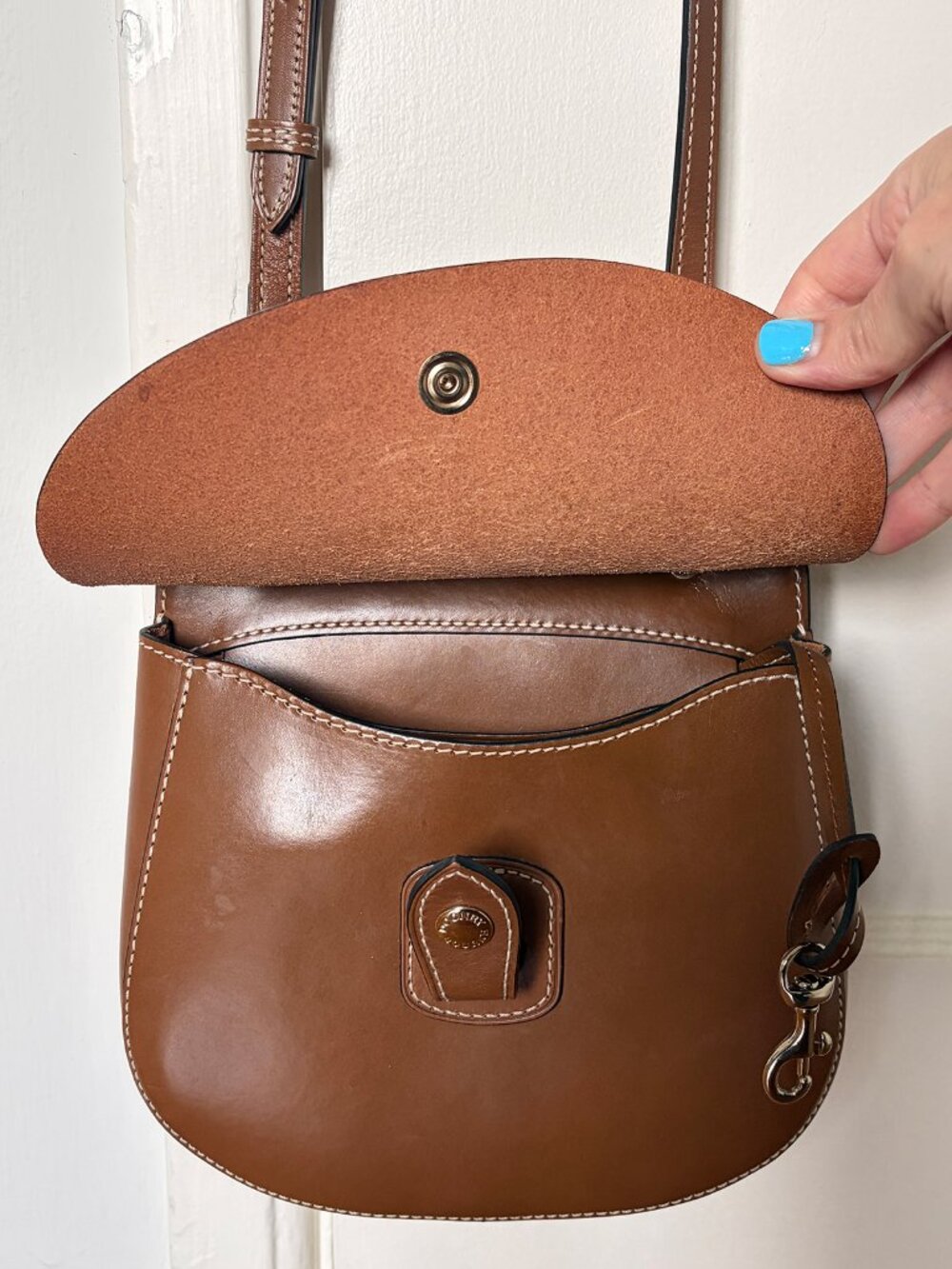 Dooney & Bourke Alto Happy Bag | Tan Leather | Saddle Crossbody - Picture 6 of 8